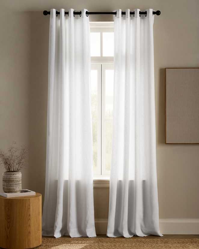 White European Linen Grommet Curtain