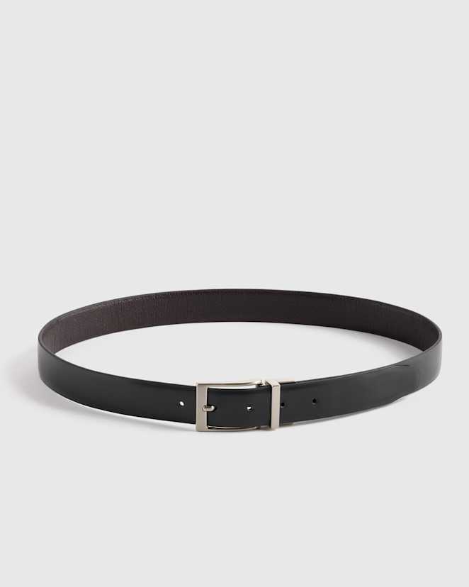 Black/Hickory Ceinture réversible Owen en cuir de veau
