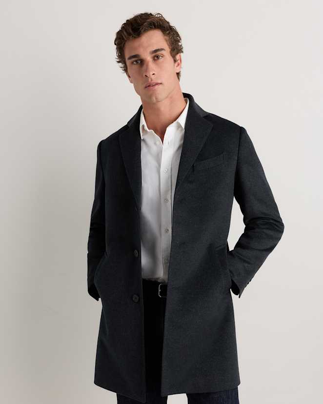 Heather Graphite 100% Mongolian Cashmere Overcoat