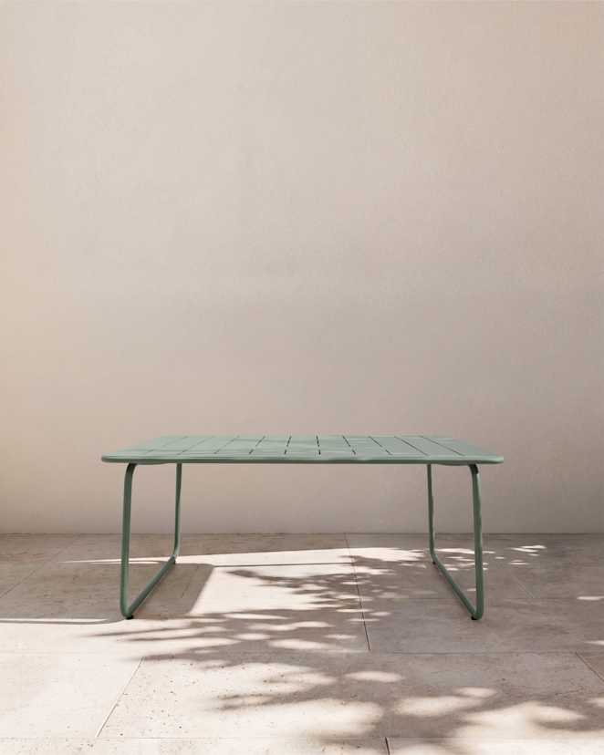 Sage Green Powder-Coated Aluminum Outdoor Dining Table