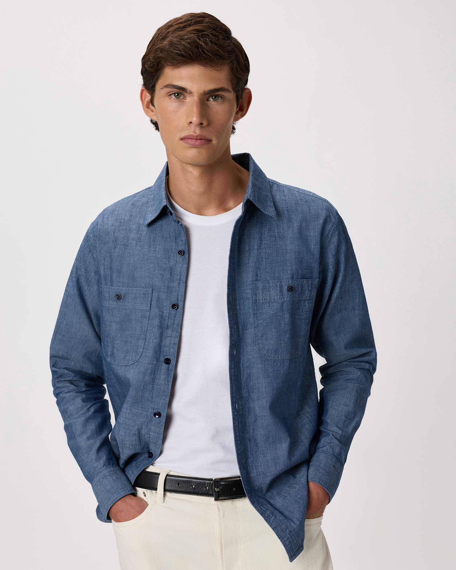 Dark Chambray 100% Organic Chambray Long Sleeve Shirt