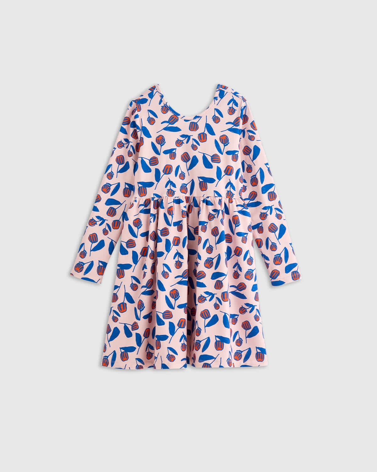 Flower Buds Organic Cotton Long Sleeve Skater Dress