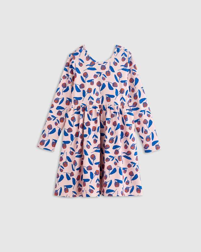 Flower Buds Robe patineuse à manches longues en coton biologique