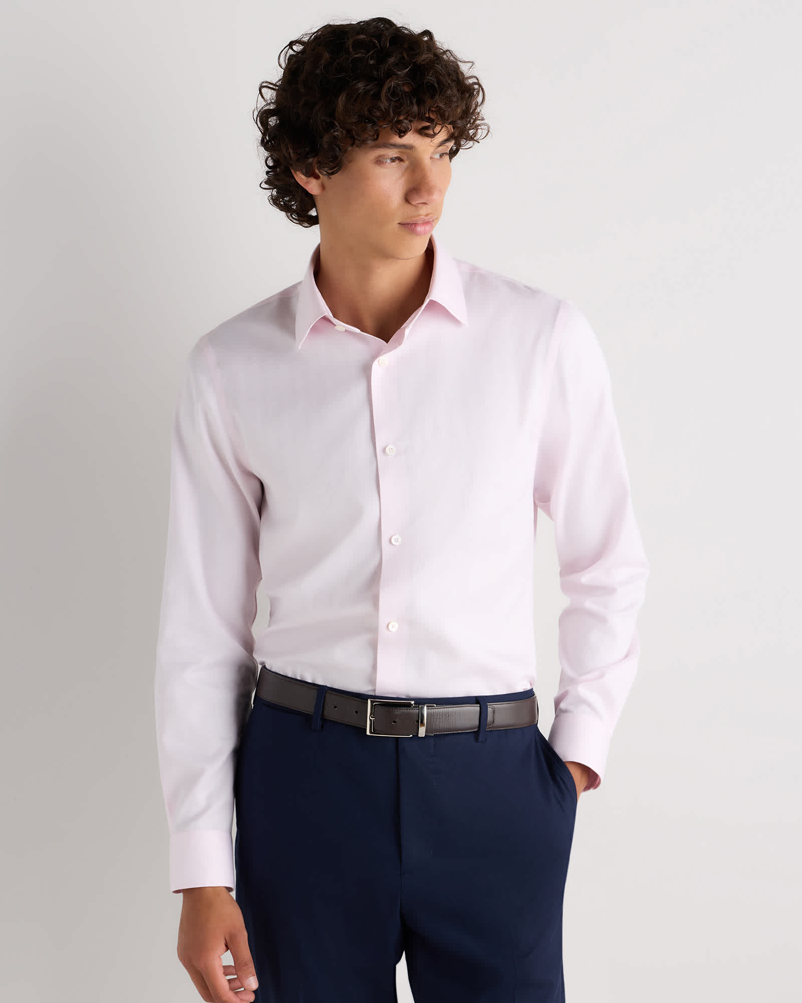 Light Pink Supima Cotton Herringbone Dress Shirt