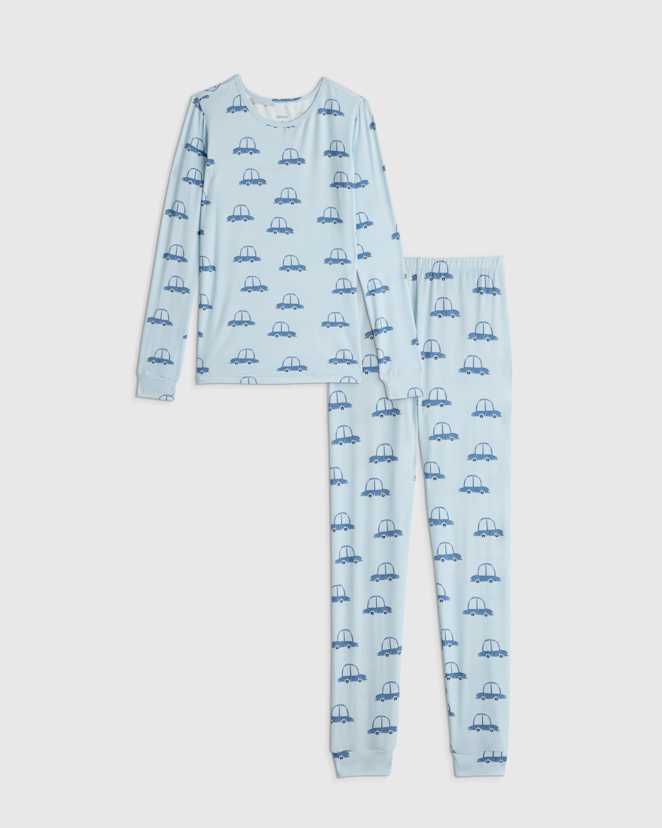 Blue Cars Bamboo Long Sleeve and Pant Pajama Set