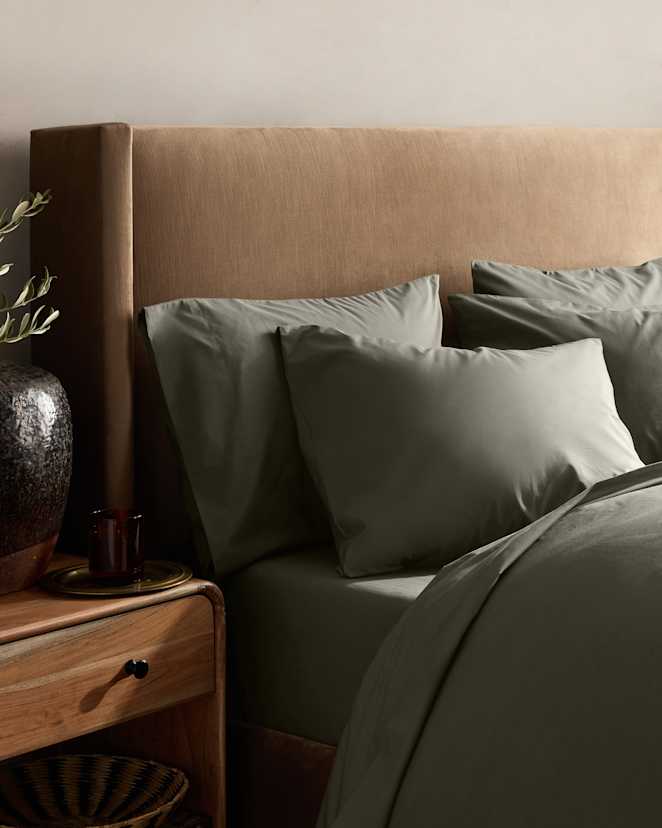 Dusty Olive Organic Crisp Percale Sham Set