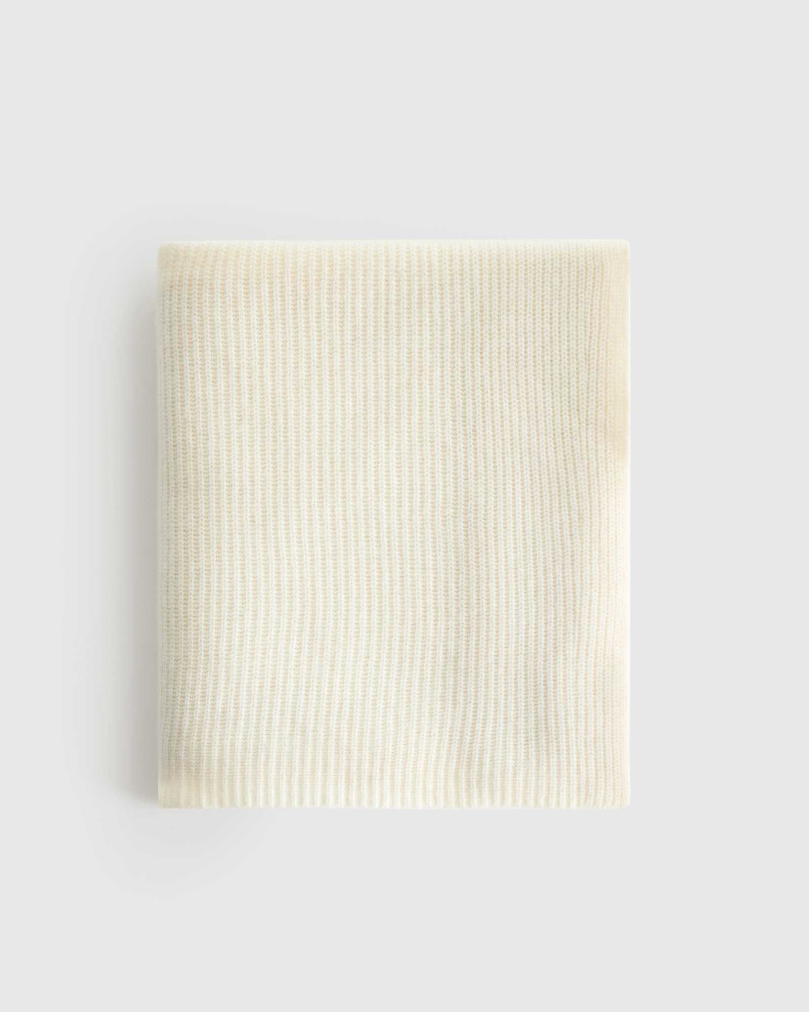 ivory Ribbed Knit Cashmere Throw