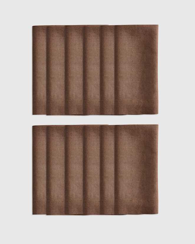 Espresso European Linen Wide-Hem Napkins (Set of 12)