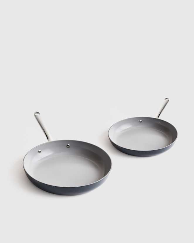 Navy Ceramic Nonstick Frying Pan Set: 10" & 12"