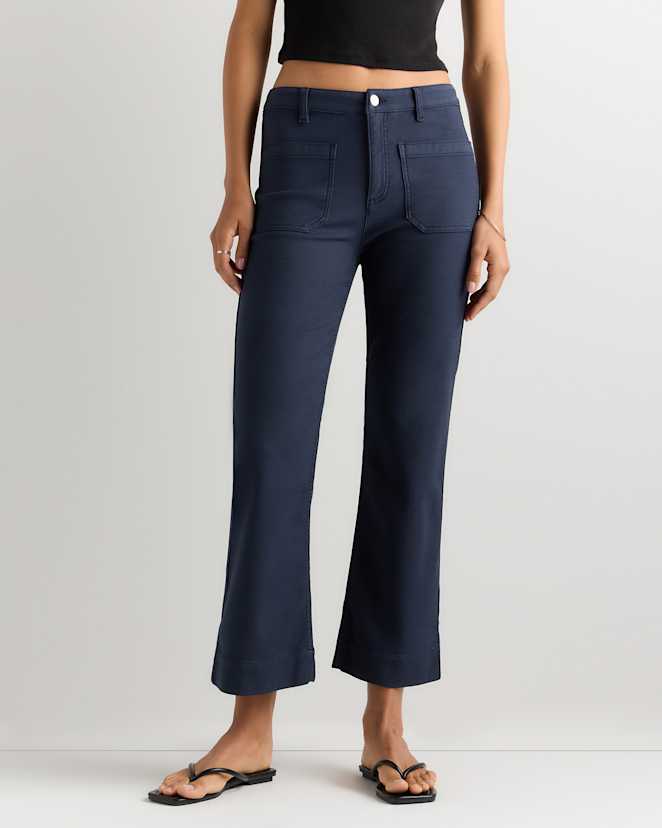 Deep Navy French Terry Wide Leg Pants