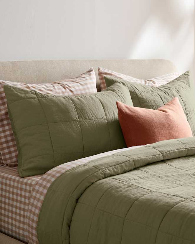 Willowleaf Lightweight European Linen Box Quilted Sham Set