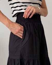 100- Organic Cotton Poplin Tiered Maxi Skirt Black 4x5 Thumbnail