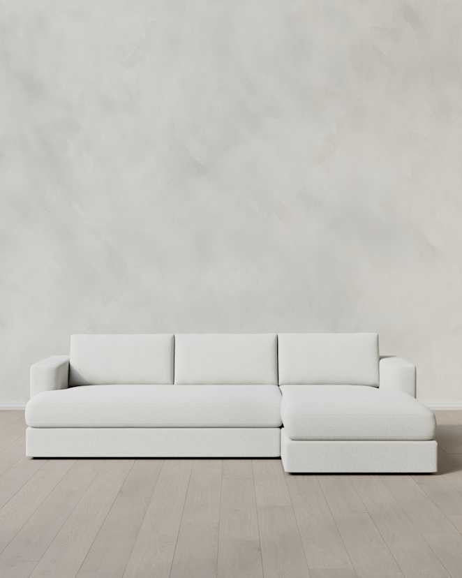 Snow Sierra Curved Arm Chaise Sectional in Performance Basketweave