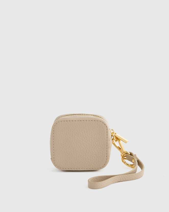 Taupe Italian Leather Zip Case