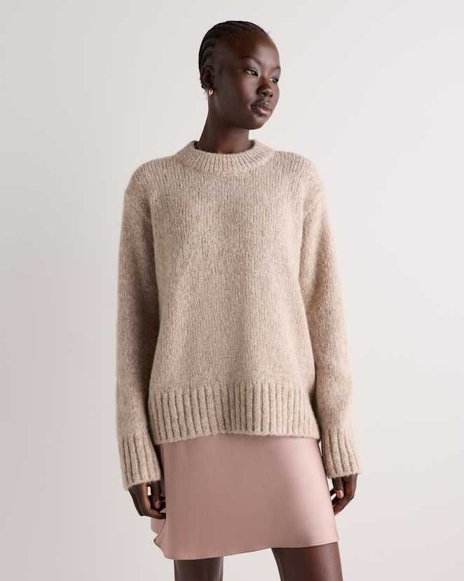 Soft Wheat Beige Lofty Baby Alpaca Oversized Crew