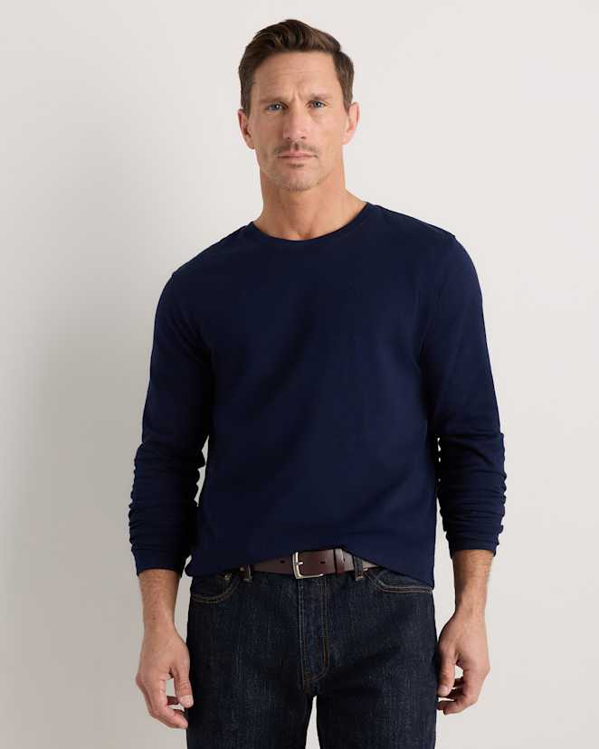 Deep Navy 100% Organic Cotton Slub Long Sleeve Tee