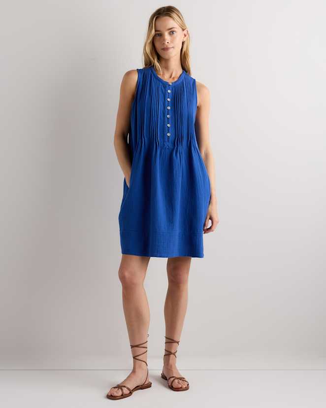Orchid Blue 100% Organic Cotton Gauze Sleeveless Swing Dress