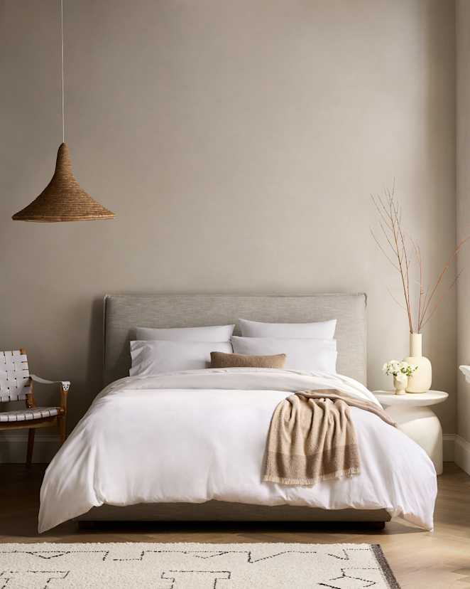 White Ensemble de housse de couette en percale biologique classique