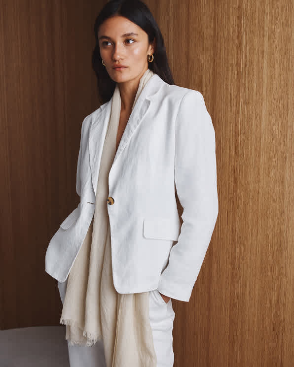 Ivory Lightweight Linen Silk Cashmere Scarf