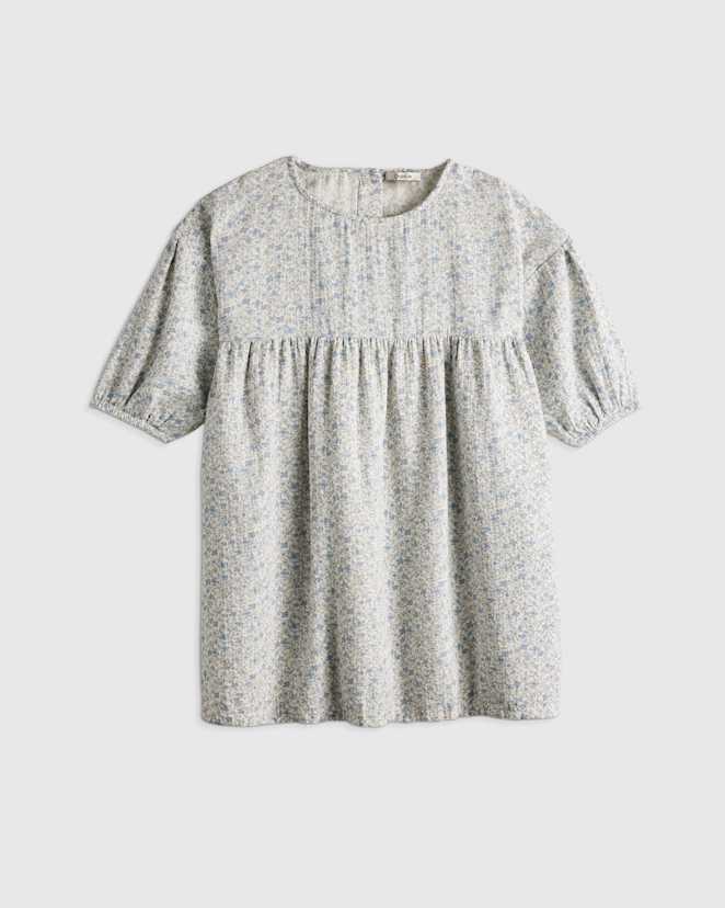 Blue Sweetpea Floral 100% Organic Cotton Gauze Dress