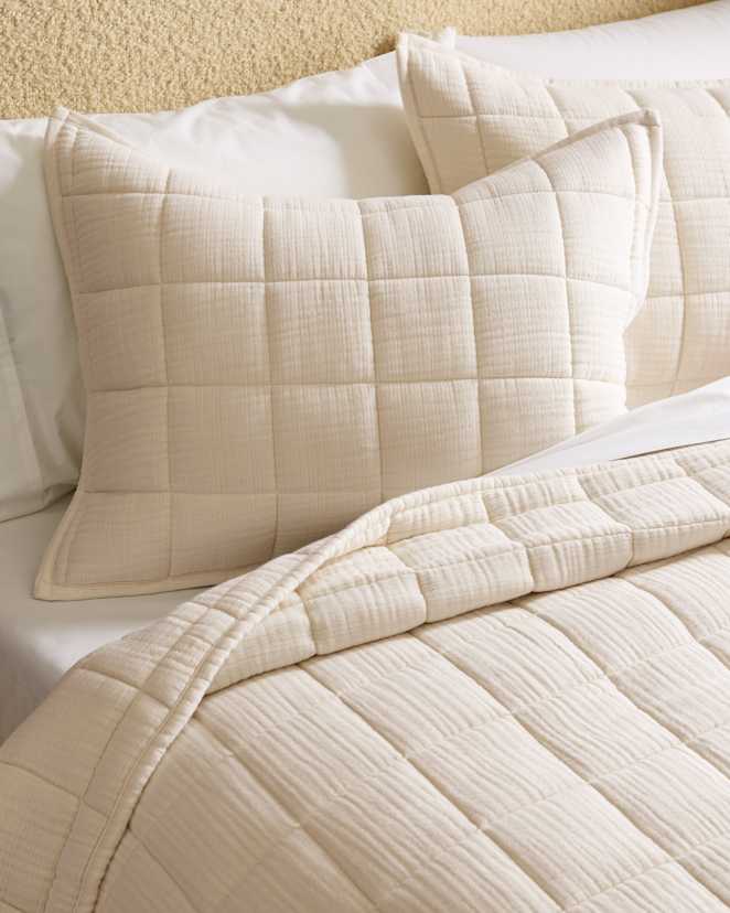 Undyed Organic Airy Gauze Box Quilt Sham Set