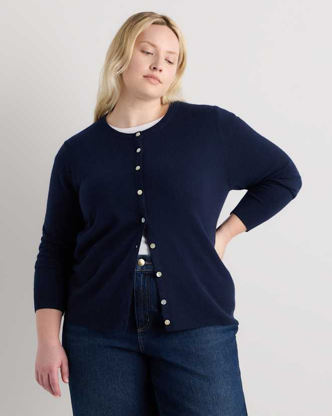 True Navy Mongolian Cashmere Cardigan Sweater