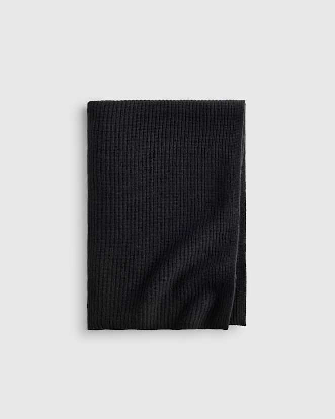 Black Ribbed Knit Cashmere Throw