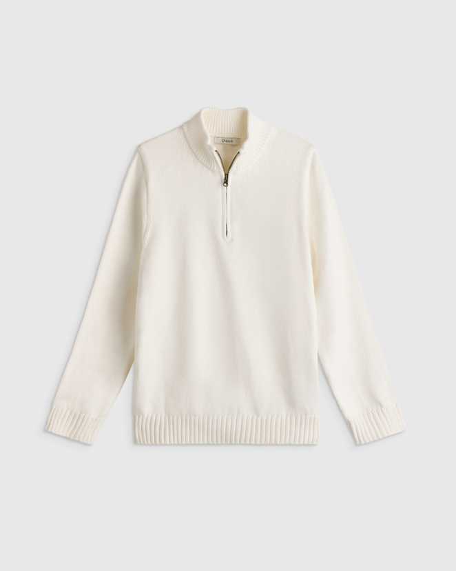 Ivory Boys 100% Organic Cotton Quarter-Zip Sweater
