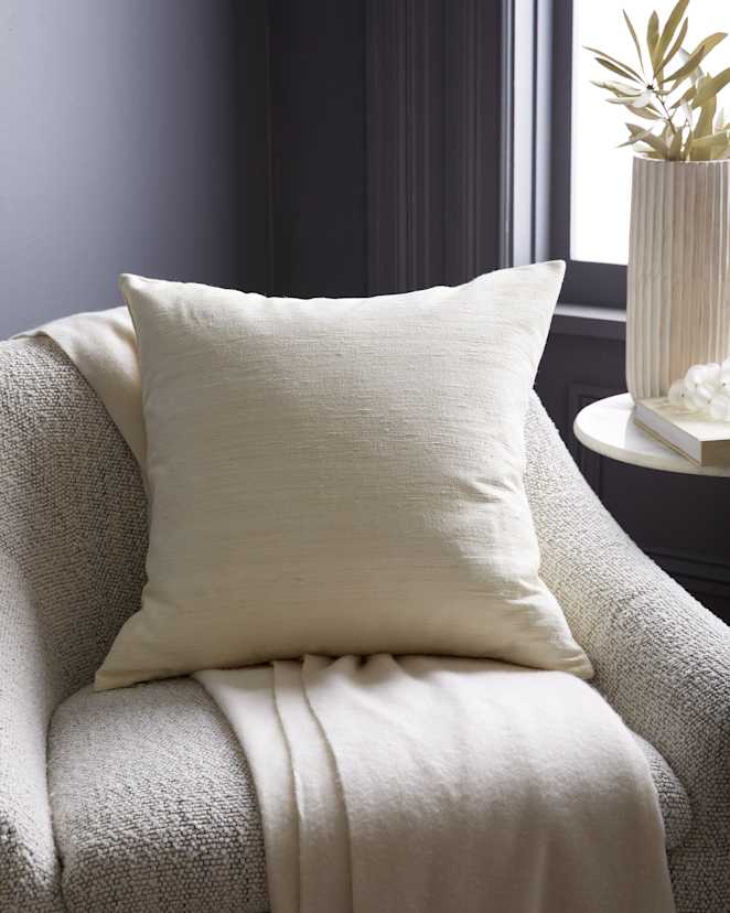 Ivory Raw Silk Pillow Cover
