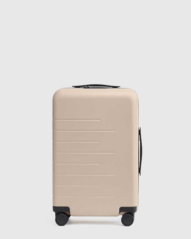 Tan Expandable Small Carry-On Suitcase