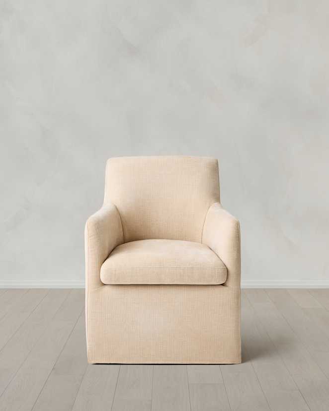 Natural Performance Chenille Curved Back Dining Chair