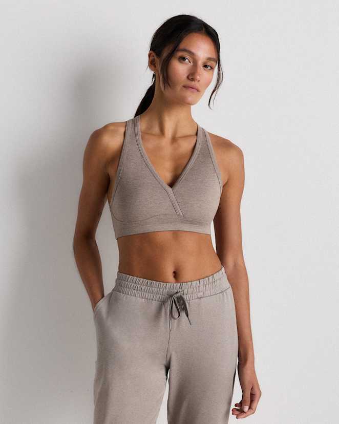 Heather Morel Grey Ultra-Soft V-Neck Racerback Bra
