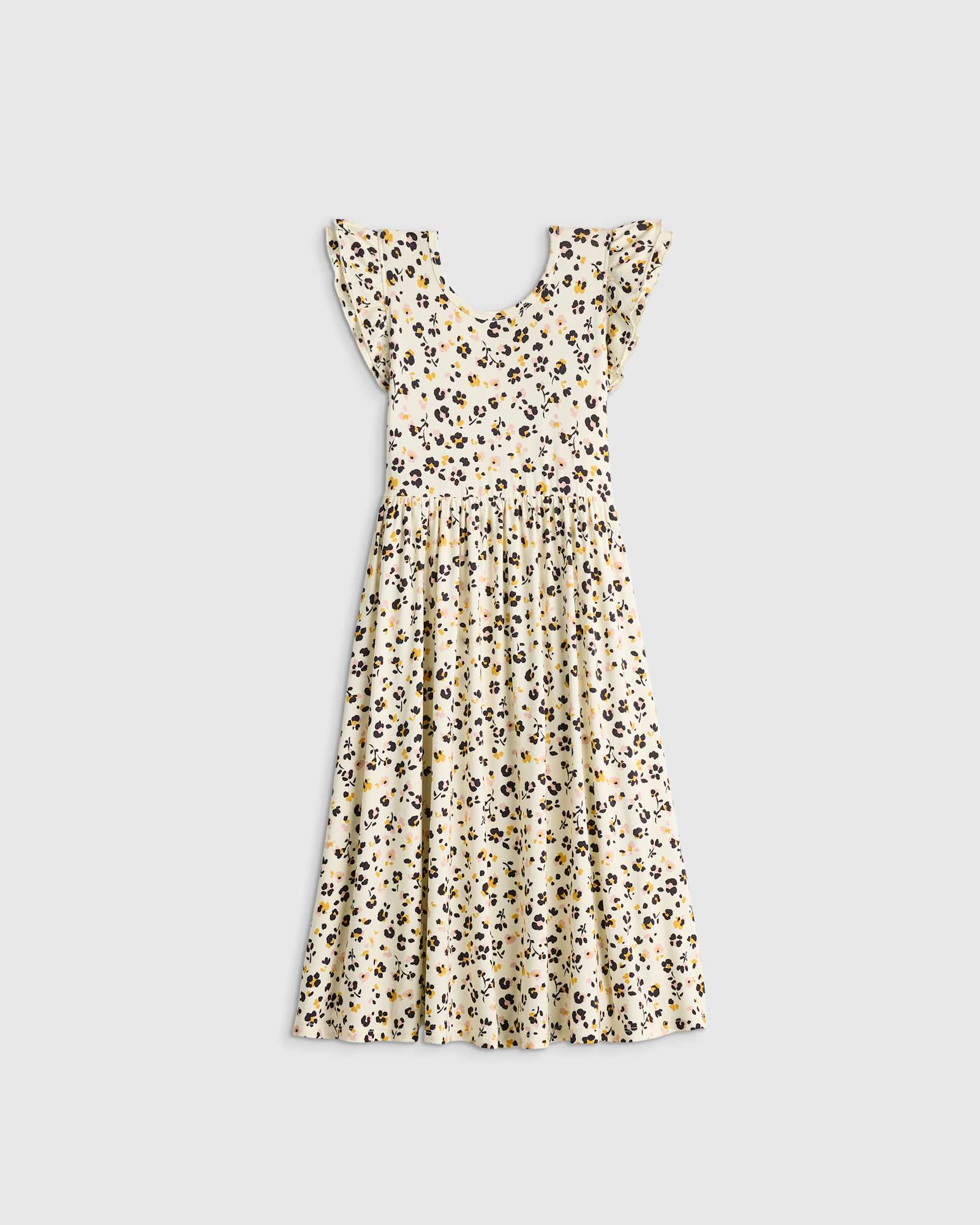 Confetti Floral Bamboo Short Sleeve Flutter Twirl Dress