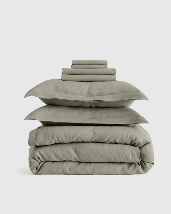 Willowleaf European Linen Double Flange Deluxe Bedding Bundle