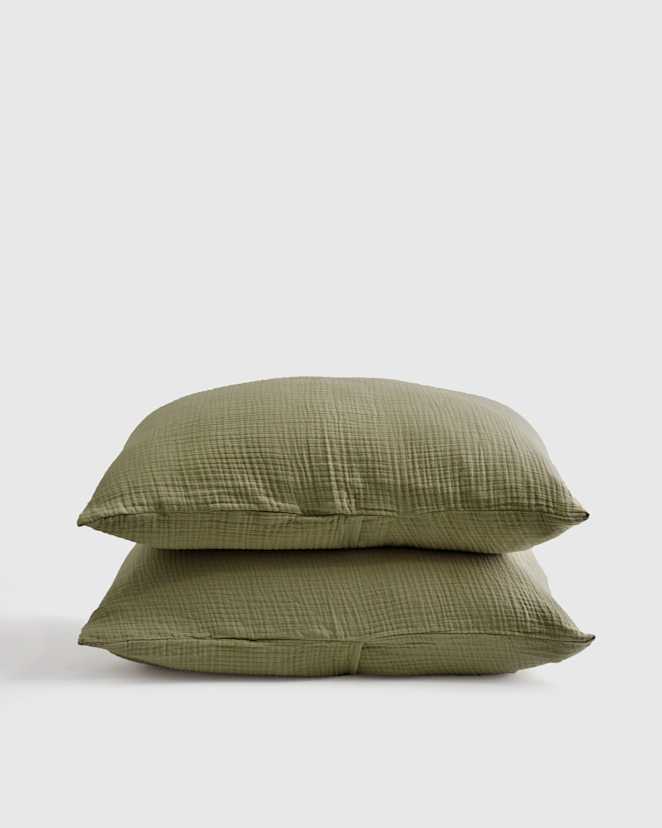 Olive Ensemble de taies décoratives en gaze aérée biologique