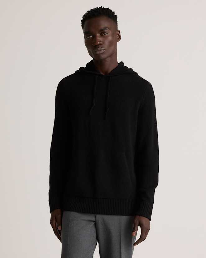 Black 100% Yak Wool Pullover Hoodie