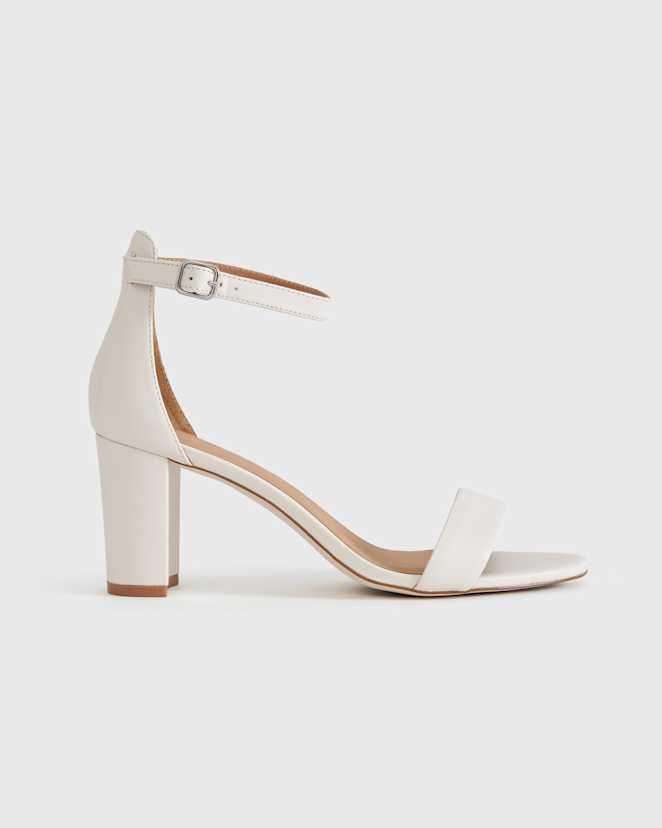 Bone Italian Leather 65mm Block Heel