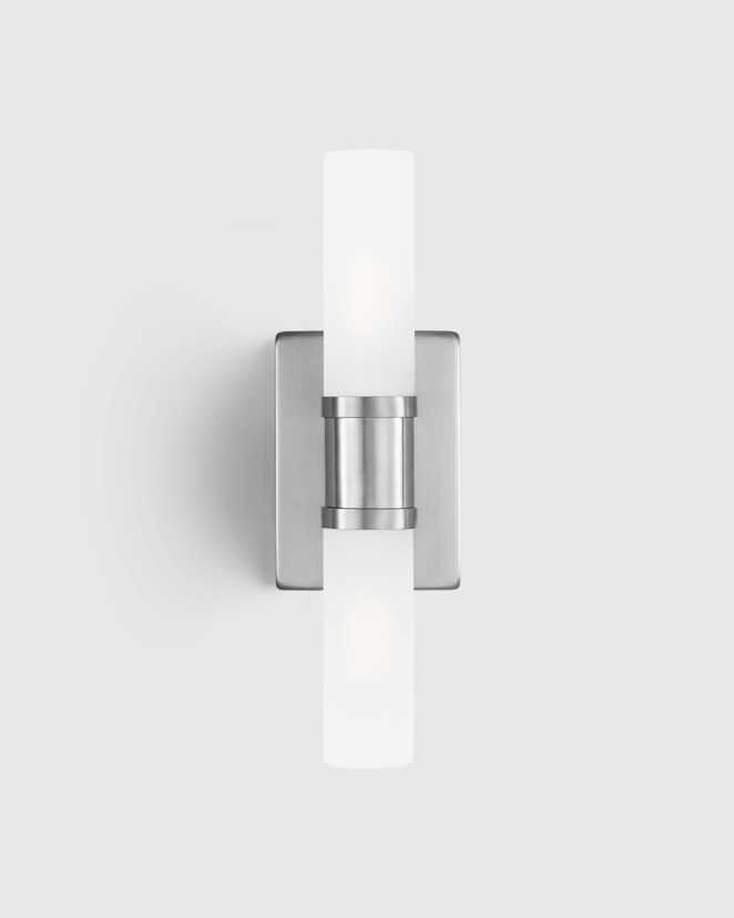 Polished Nickel Cuff Glass Vanity Sconce