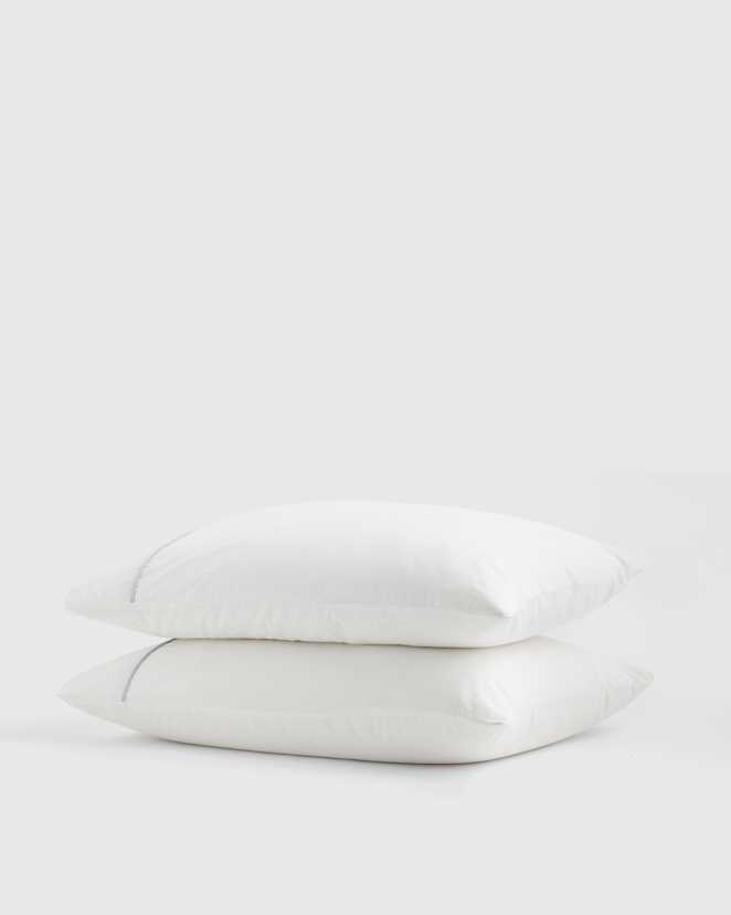 White/Light Grey Organic Crisp Percale Piped Pillowcase Set