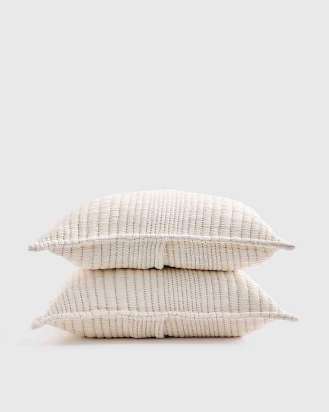 Undyed Organic Cotton Channel Stitch Sham Set