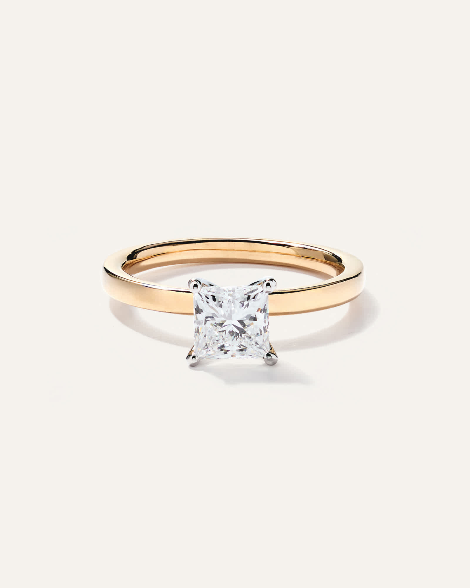 Yellow Gold Lab Grown Diamond Princess Comfort Fit Engagement Ring - 1ct