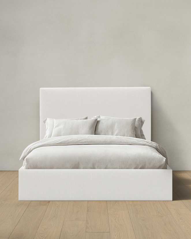 Snow Square Bed in Performance Velvet