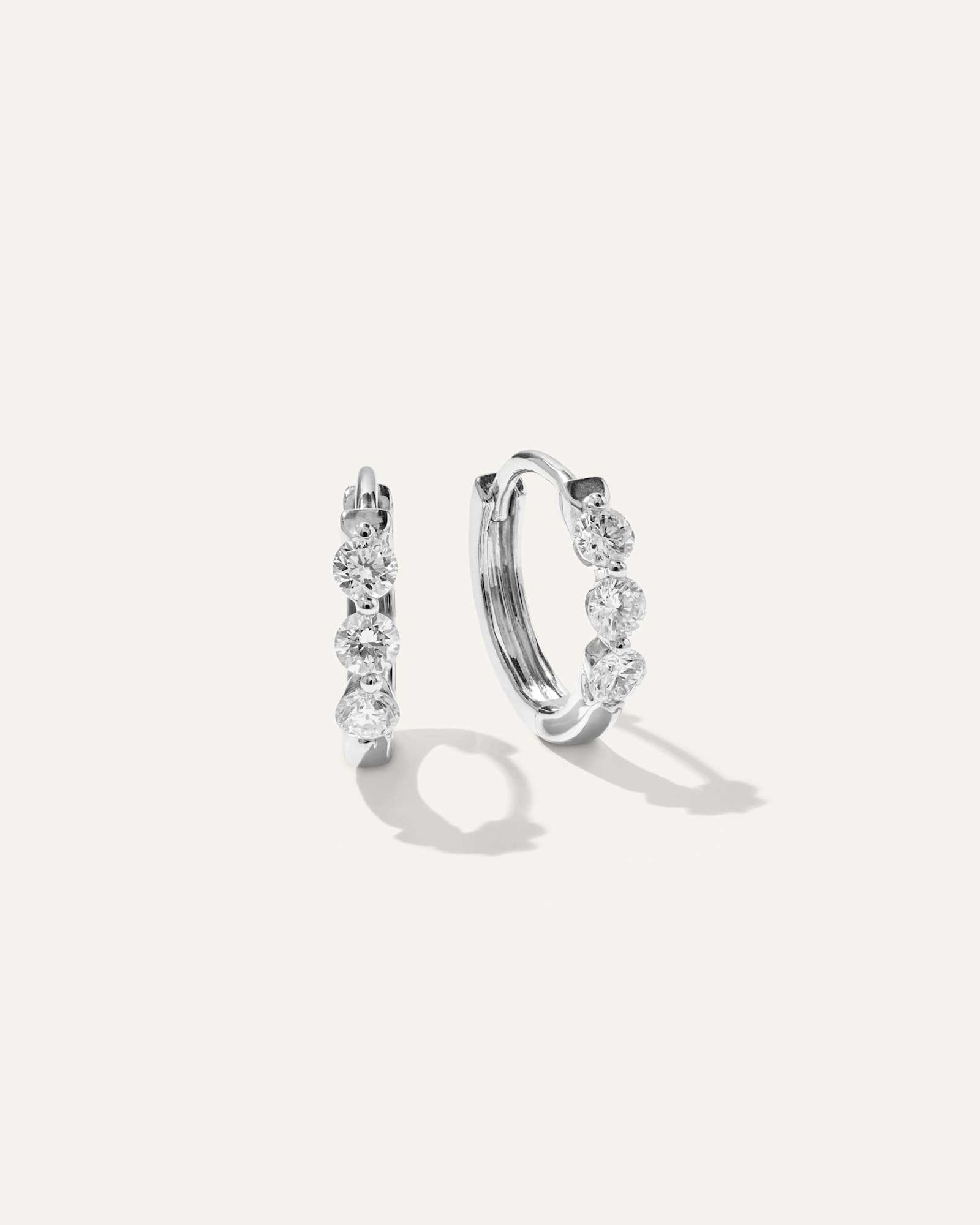 White Gold 14K Gold Lab Grown Diamond Shared Prong Huggie