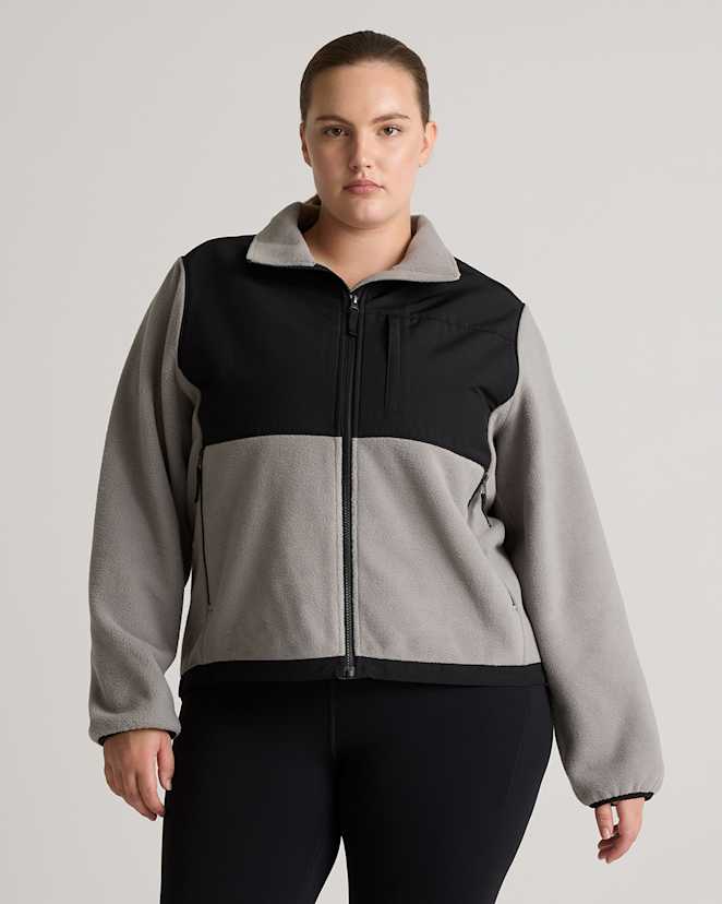 Gravel/Bold Black Polar Fleece Full-Zip Jacket