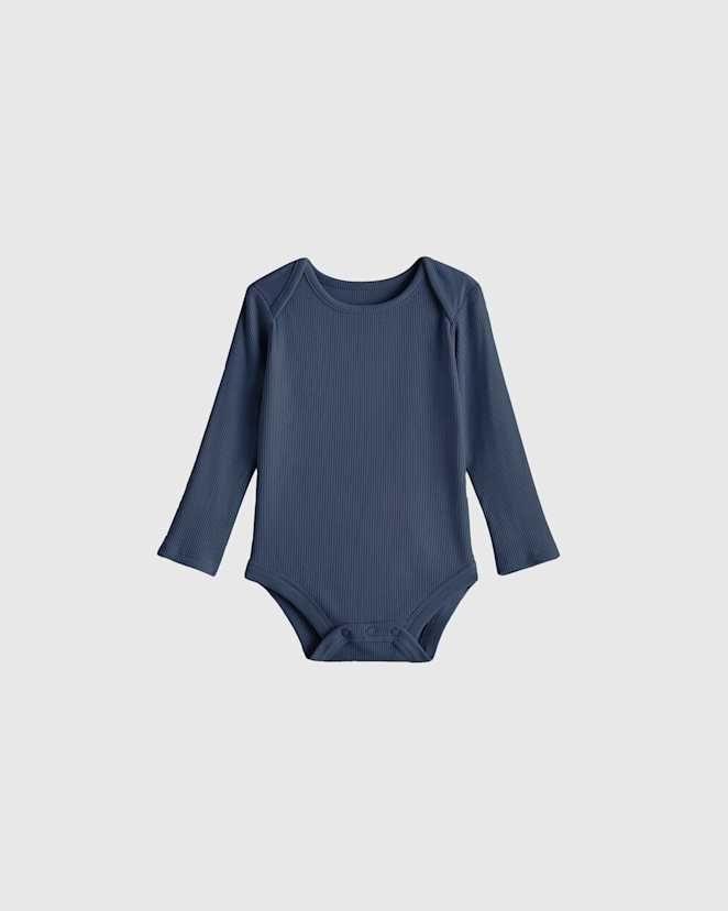 Deep Sea Blue Softest Rib Long Sleeve Bodysuit