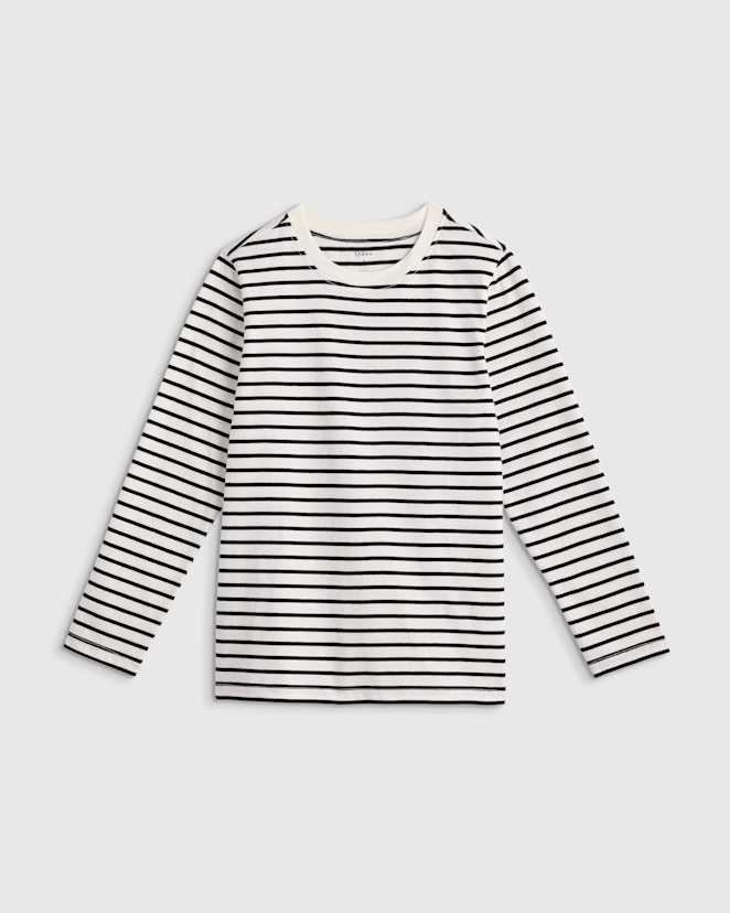 Black/White Stripe 100% Organic Cotton Jersey Long Sleeve Tee