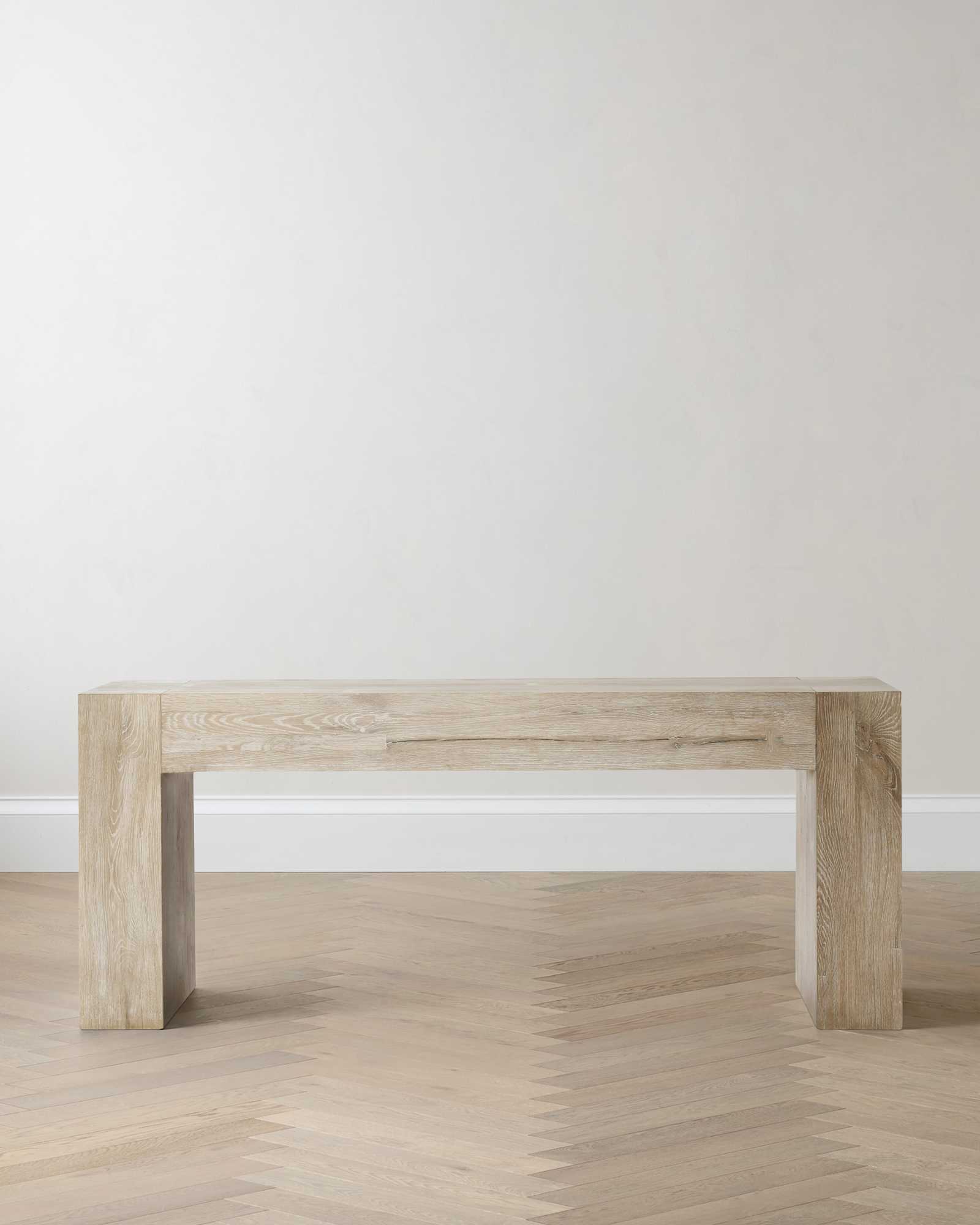 Washed Cream Reclaimed Oak Waterfall Console Table