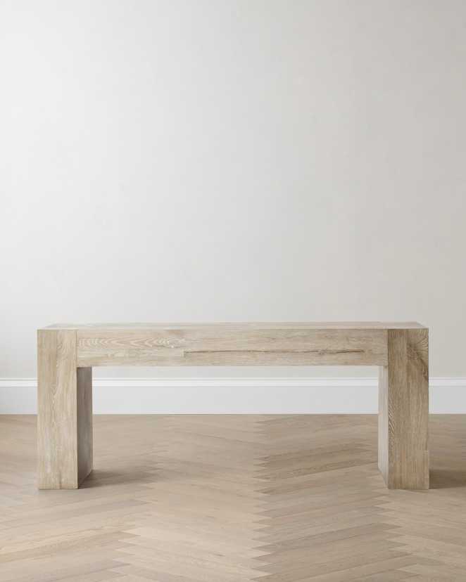 Washed Cream Reclaimed Oak Waterfall Console Table