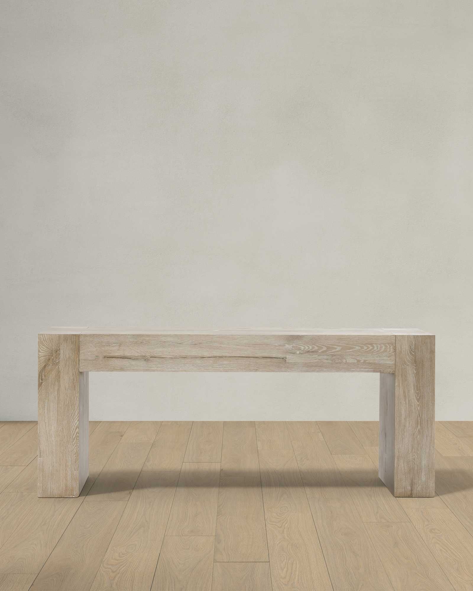 Reclaimed Oak Waterfall Console Table washed cream