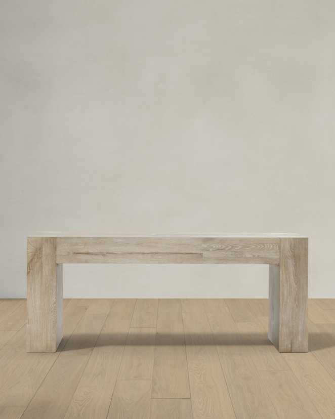 Washed Cream Reclaimed Oak Waterfall Console Table